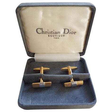 Christian Dior Boutons de manchette rectangulaires en or et.